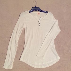 White Henley Long Sleeve Shirt